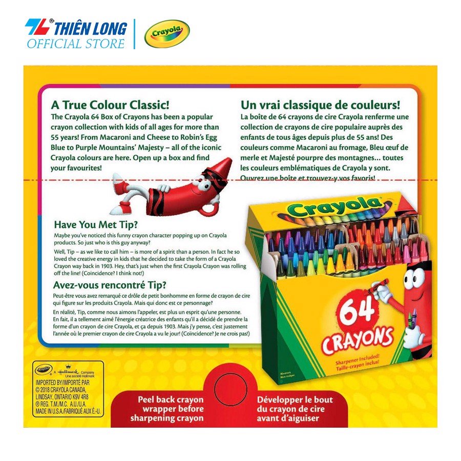 [Mã LIFEBOOK1 giảm 30K đơn 150K] (Hàng Chính Hãng) Bộ 64 sáp màu Crayola CRAYON