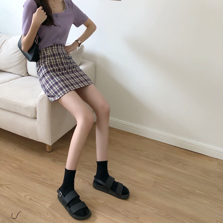 Chân Váy Chữ A Lưng Cao Họa Tiết Sọc Caro Thời Trang | BigBuy360 - bigbuy360.vn