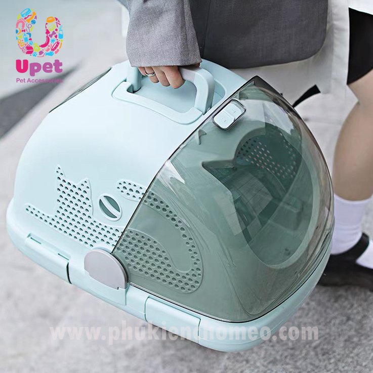 [ĐỘC QUYỀN] Lồng hàng không vận chuyển thú cưng in hình mèo cao cấp có kèm khay vệ sinh cho chó mèo nhỏ