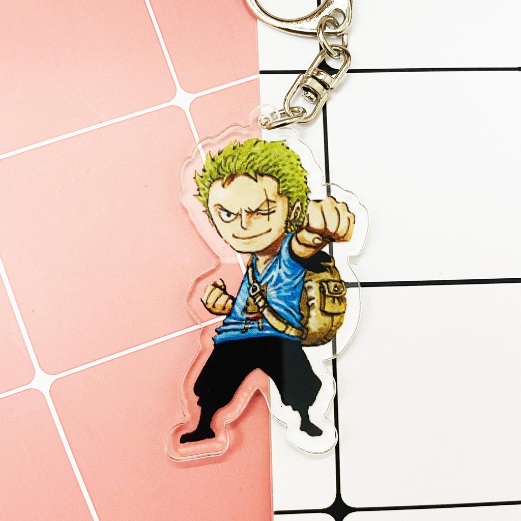 ( Mica trong acrylic ) Móc khóa One Piece Đảo Hải Tặc Zoro quà tặng xinh xắn dễ thương in hình anime chibi