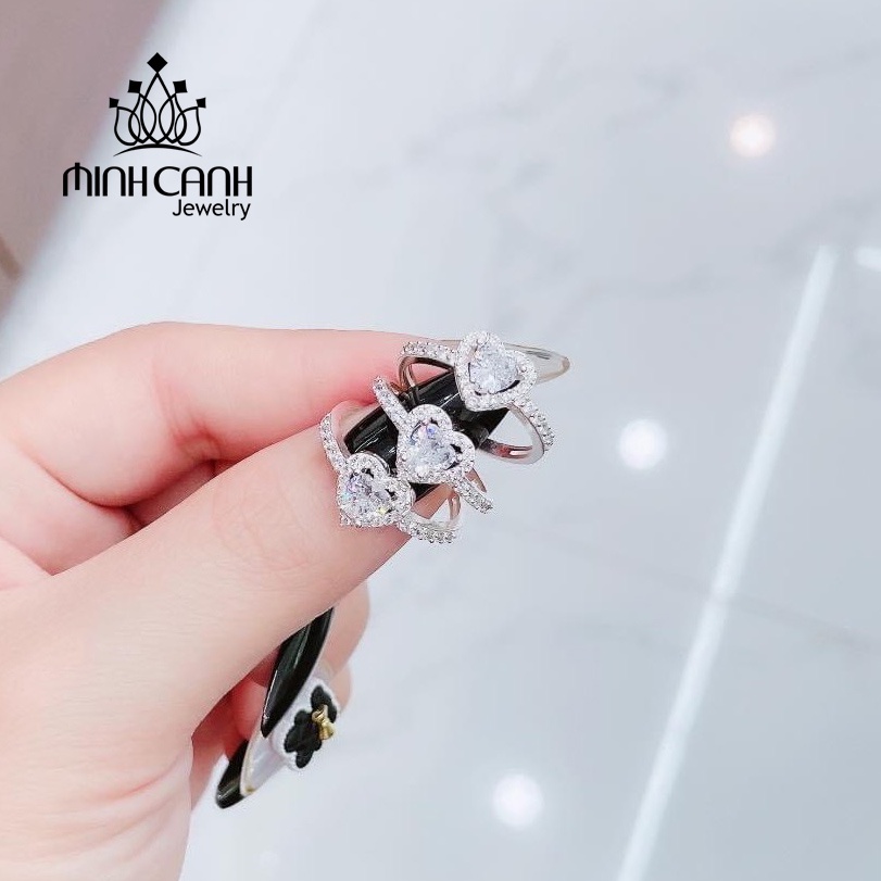 Nhẫn Bạc Nữ Mặt Trái Tim Nạm Đá Minh Canh Jewelry