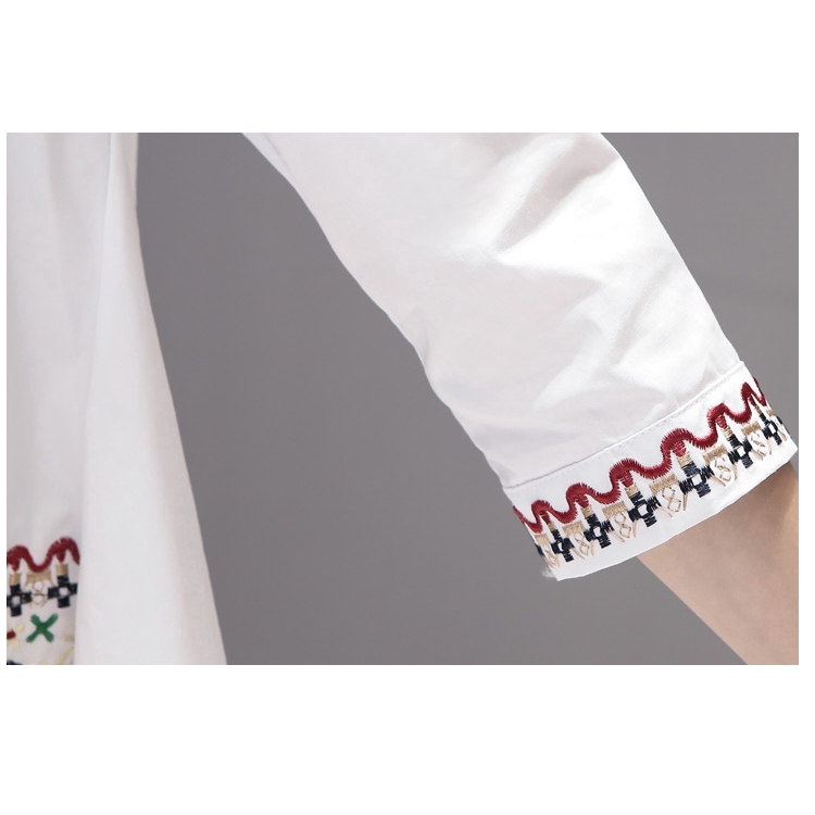 Áo form rộng dài tay thêu họa tiết hoa phong cách Hàn Quốc dành cho nữ