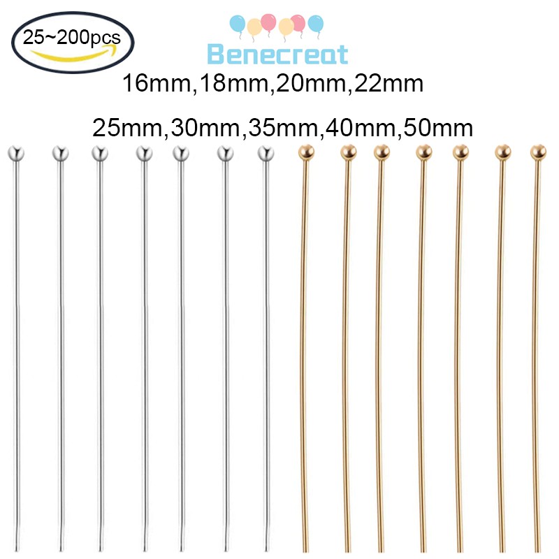 Bộ 25 ~ 100 chiếc chân đầu bi bằng thép không gỉ 304 màu vàng 22x0.6mm 30x0.6mm dùng làm trang sức DIY