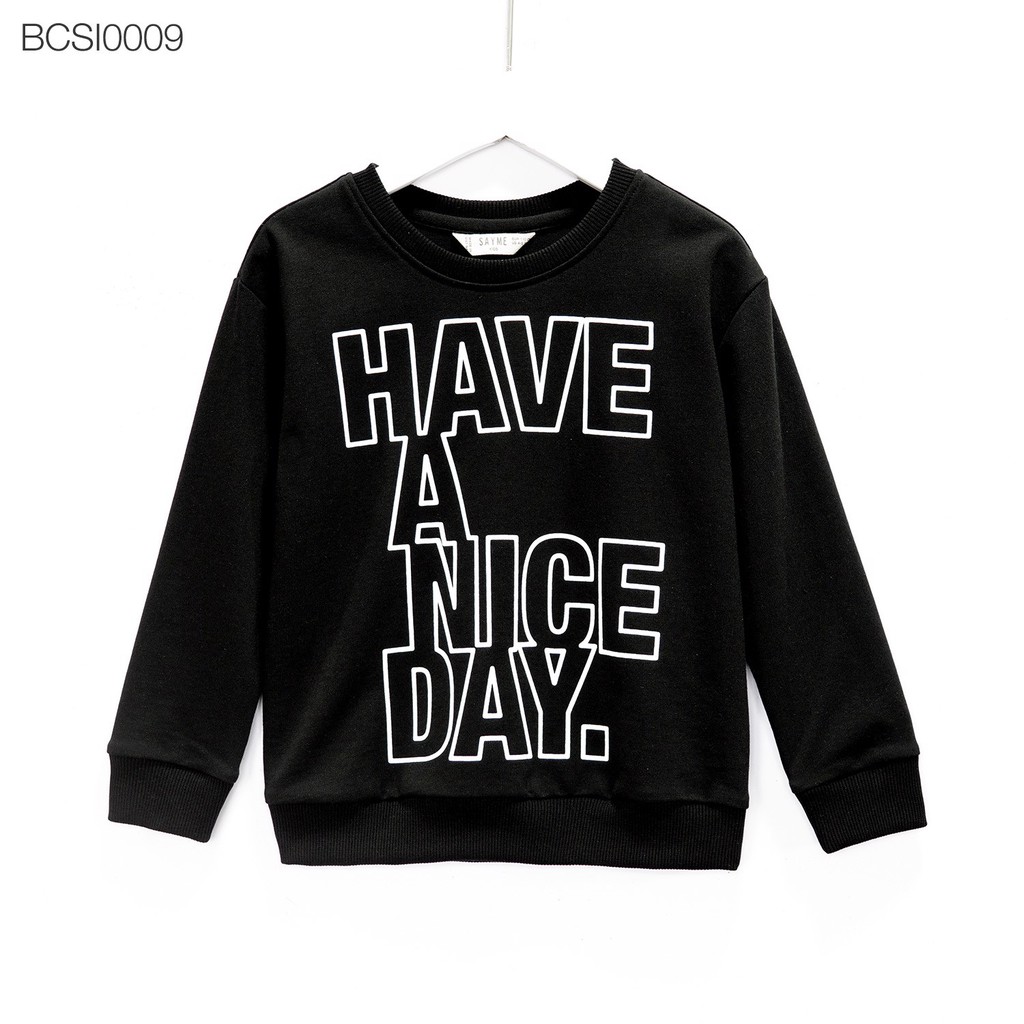 Áo nỉ bé trai SAYME nỉ thu đông cotton da cá mềm mịn dày dặn ấm áp in hoạt hình dễ thương BCSI0009-10