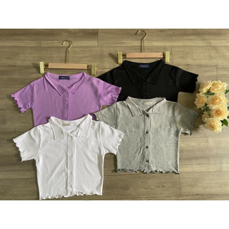 ÁO CÚC THẬT CUỐN BIÊN CỔ BẺ (ĐEN TRẮNG XÁM) - A3T9