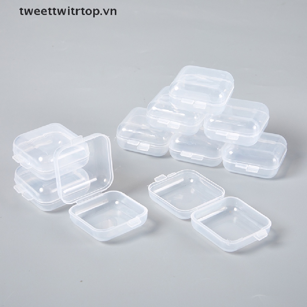 Set 10 Hộp Nhựa Trong Suốt Mini Đựng Trang Sức