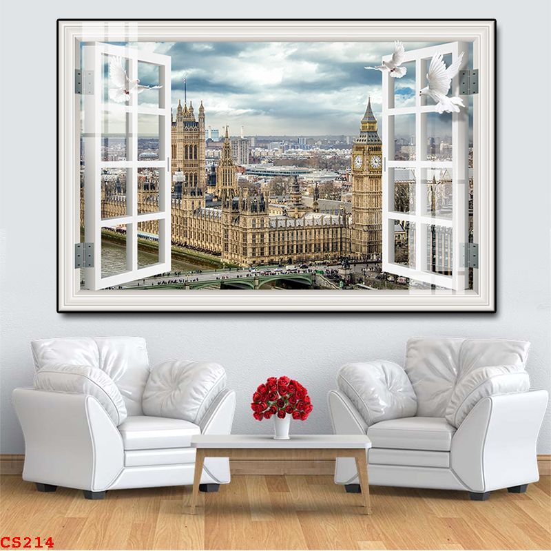 TRANH DÁN TƯỜNG 3D Ô CỬA SỔ HOÁ LÁ THIÊN NHIÊN - TRANH DÁN TƯỜNG GIẢ CỬA SỔ- MELYHOME MELYHOME