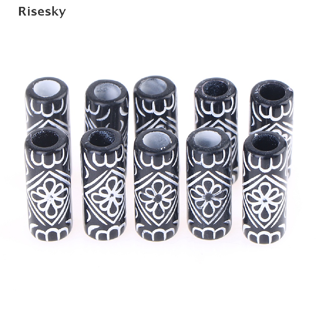 Bộ 10 Hạt Tết Tóc Màu Đen Chất Liệu Acrylic Phong Cách Viking Độc Đáo