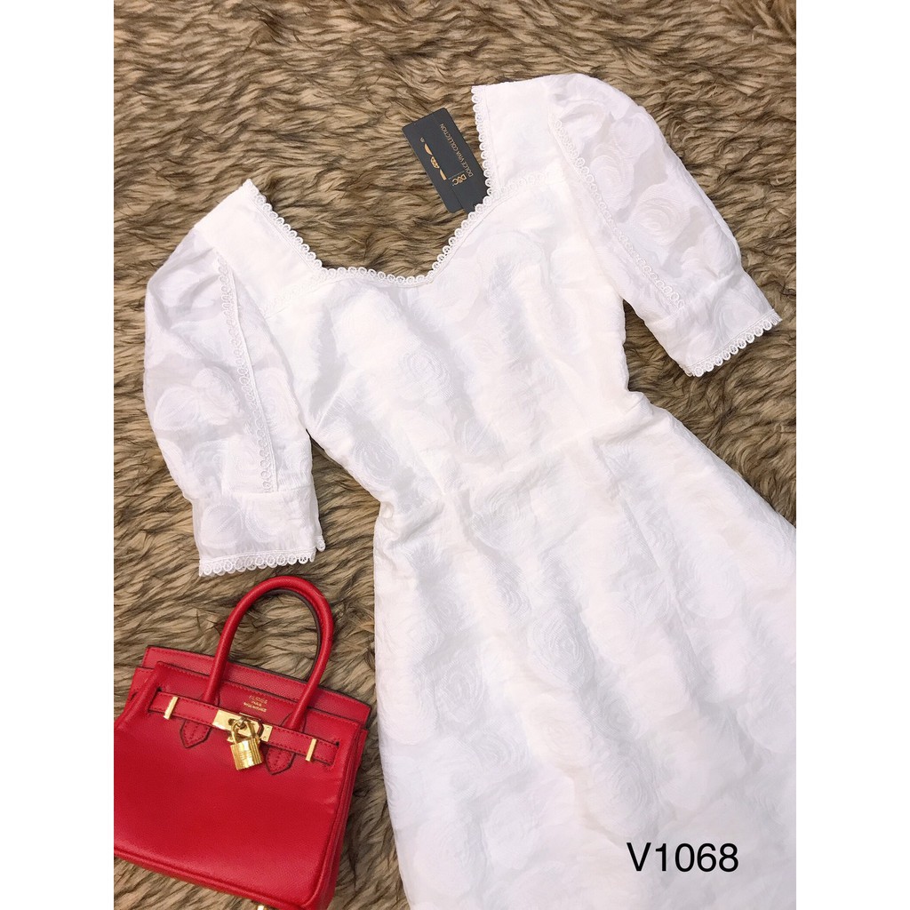 [ xả kho ] MiD Đầm trắng tay bồng V1068 Mie Design ảnh thật