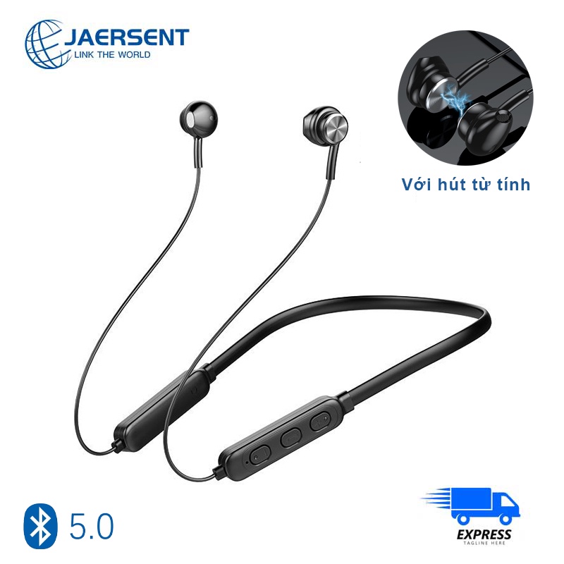 Tai Nghe Bluetooth 5.0,âm thanh hifi sống，tai nghe bluetooth đeo cổ,Thiết kế bộ hấp thụ từ tính