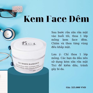 Kem Dưỡng Trắng Da Ban Đêm /ngày Tici White Radiance, Giảm Nếp Nhăn,Mờ Thâm Nám,Se Khít Lỗ Chân Lông,Dưỡng Ẩm