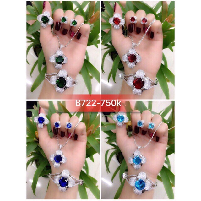 Bộ trang sức xi bạch kim cao cấp B722