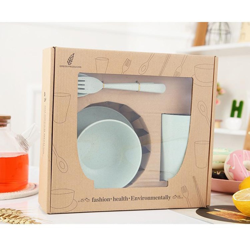 Bộ 6 món ly chén muỗng nĩa dĩa đũa lúa mạch