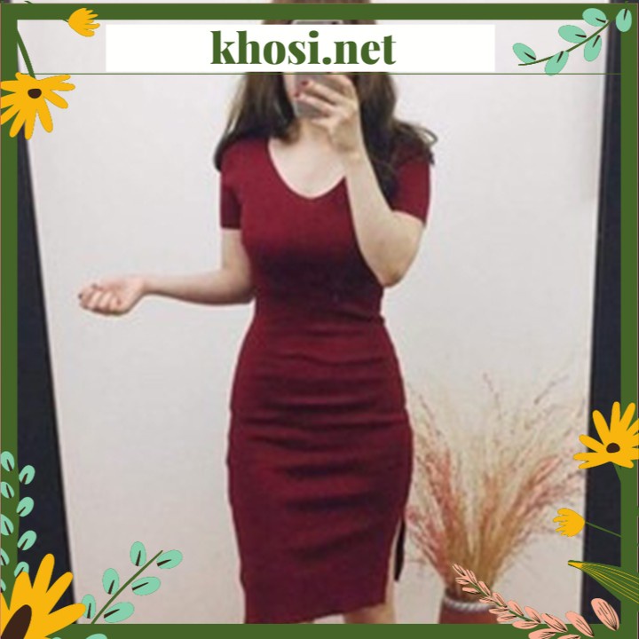 Váy Body Len Tăm Tay Ngắn Kèm Ảnh Thật