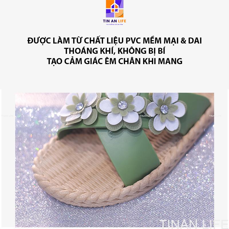 Dép Nữ Bông Hoa Quai Chéo Êm Chân, Đi Biển, Mang Trong Nhà, Bám Sàn Không Trơn Trượt