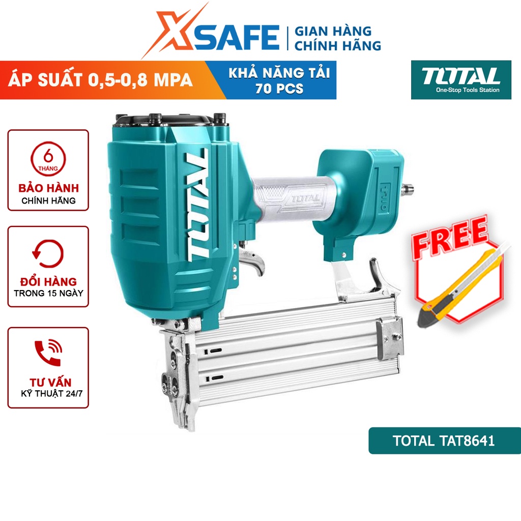 Máy bắn đinh bê tông TOTAL TAT8641 dùng hơi 70pcs, mô tơ mạnh mẽ, tay cầm độ nhám cao chống trơn trượt