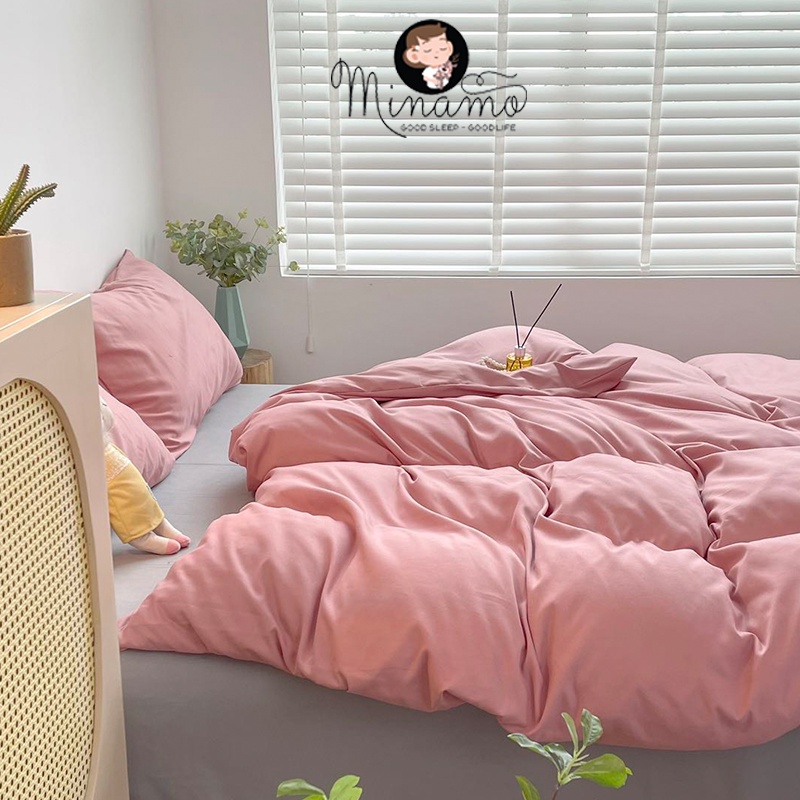 Bộ vỏ chăn ga gối Cotton Đũi Phối Minamo nhiều mẫu đẹp, siêu mềm mịn, chất liệu kháng khuẩn bảo vệ da - B09 | BigBuy360 - bigbuy360.vn