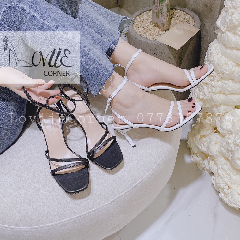 SANDAL CAO GÓT NỮ LOVIIECORNER - GIÀY CAO GÓT 7 PHÂN QUAI MẢNH DÂY CHÉO - GUỐC SANDAL 7P ĐẾ NHỌN G210121