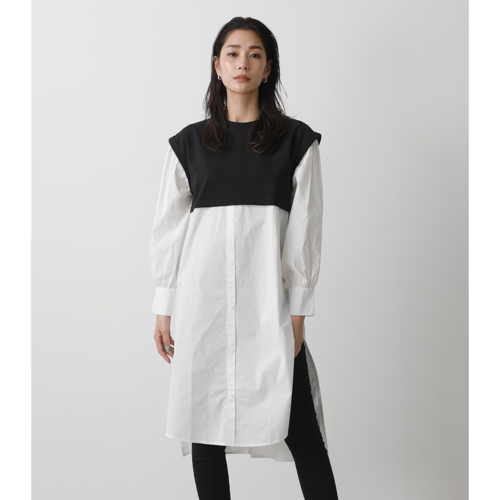 Áo đầm sơ mi dáng dài tay xẻ tà phối vest Azul by Moussy 250ESZ30-370C