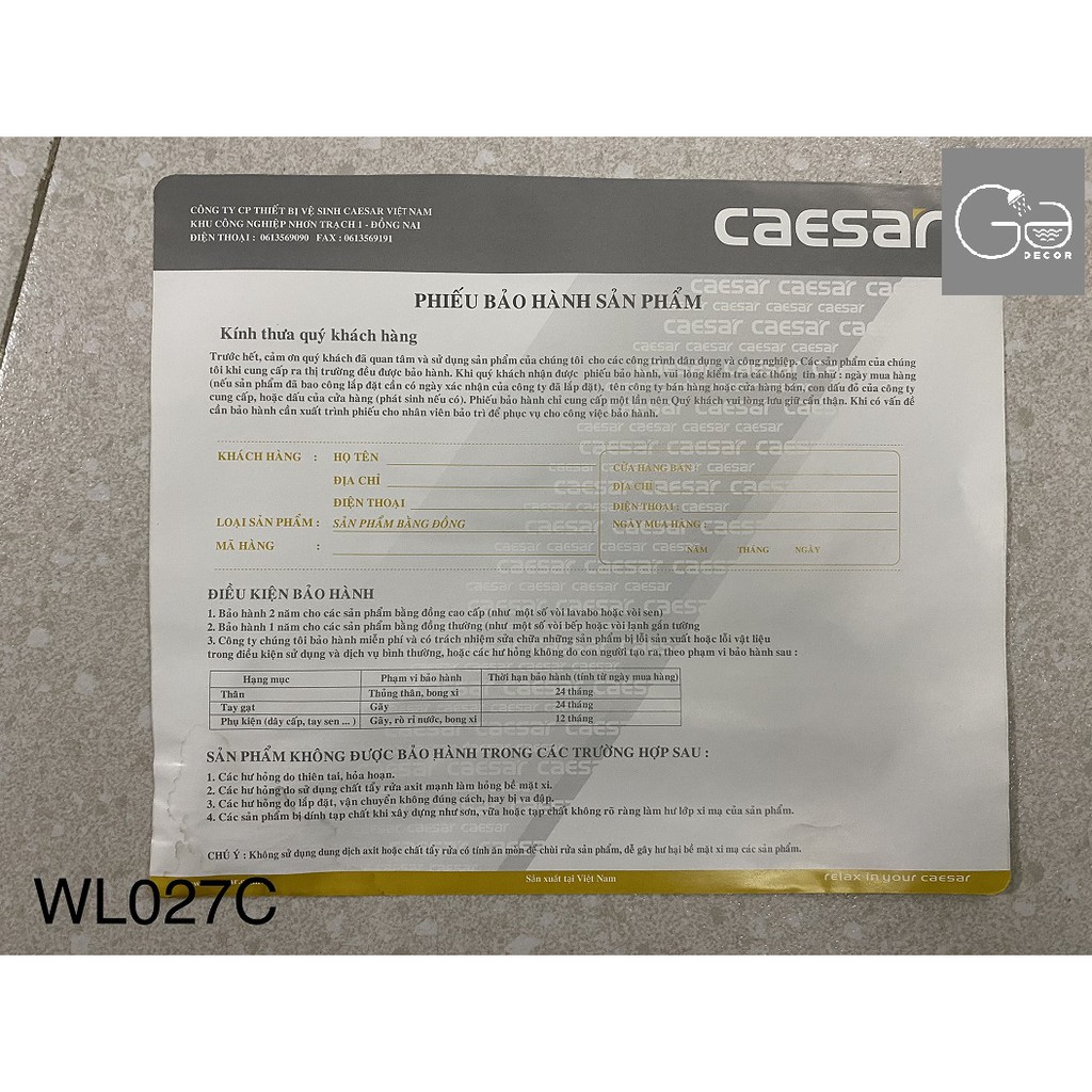 VÒI NƯỚC GẮN TƯỜNG LẠNH CAESAR WL027C - VOICSR0048