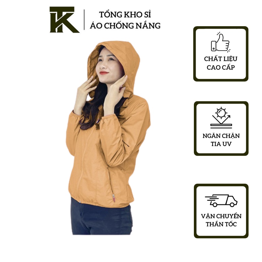 Áo gió nữ 2 lớp lót lưới kèm túi cuộn
