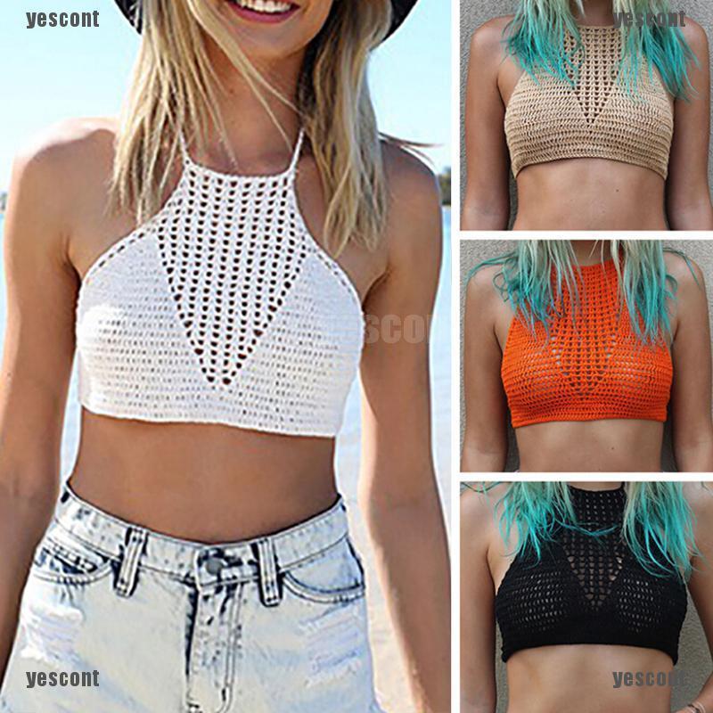 Bra Croptop Dệt Kim Phong Cách Bohomian
