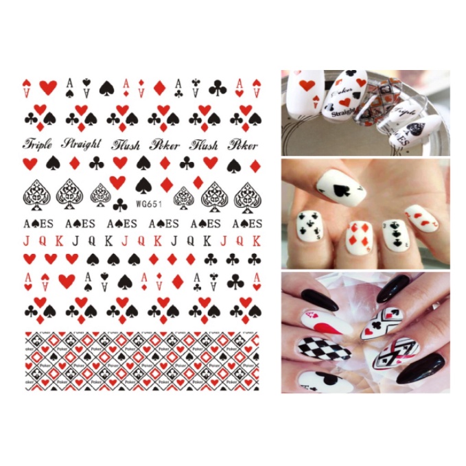 sticker lá bài trang trí nail