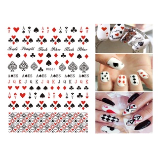 sticker lá bài trang trí nail