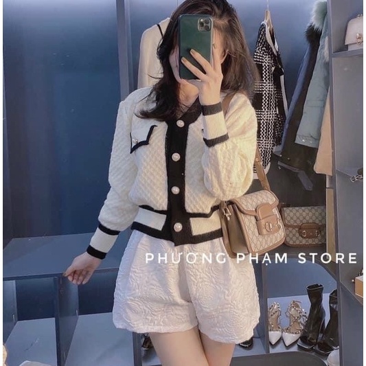 Áo khoác len nữ cardigan fom đẹp chuẩn mẫu chất liệu len cao cấp mềm mịn đính cúc ngọc cực kì sang trọng | BigBuy360 - bigbuy360.vn