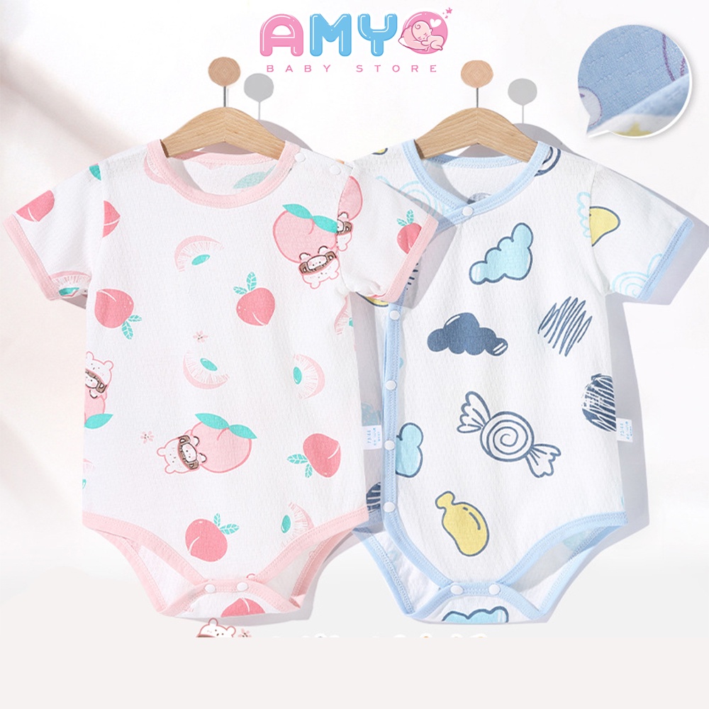 Bodysuit cho bé gái bé trai AMYO bộ body cho bé sơ sinh đầy tháng 3 6 9 12 tháng thôi nôi 11.BDS01.03-1