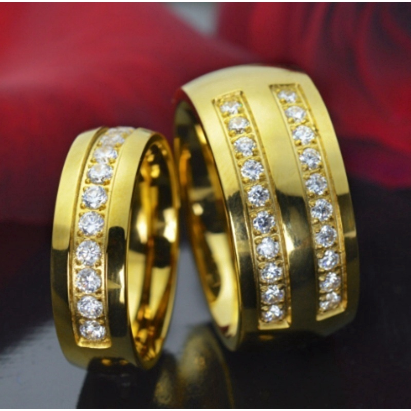 Nhẫn thời trang màu vàng dát kim cương cho nam & nữ