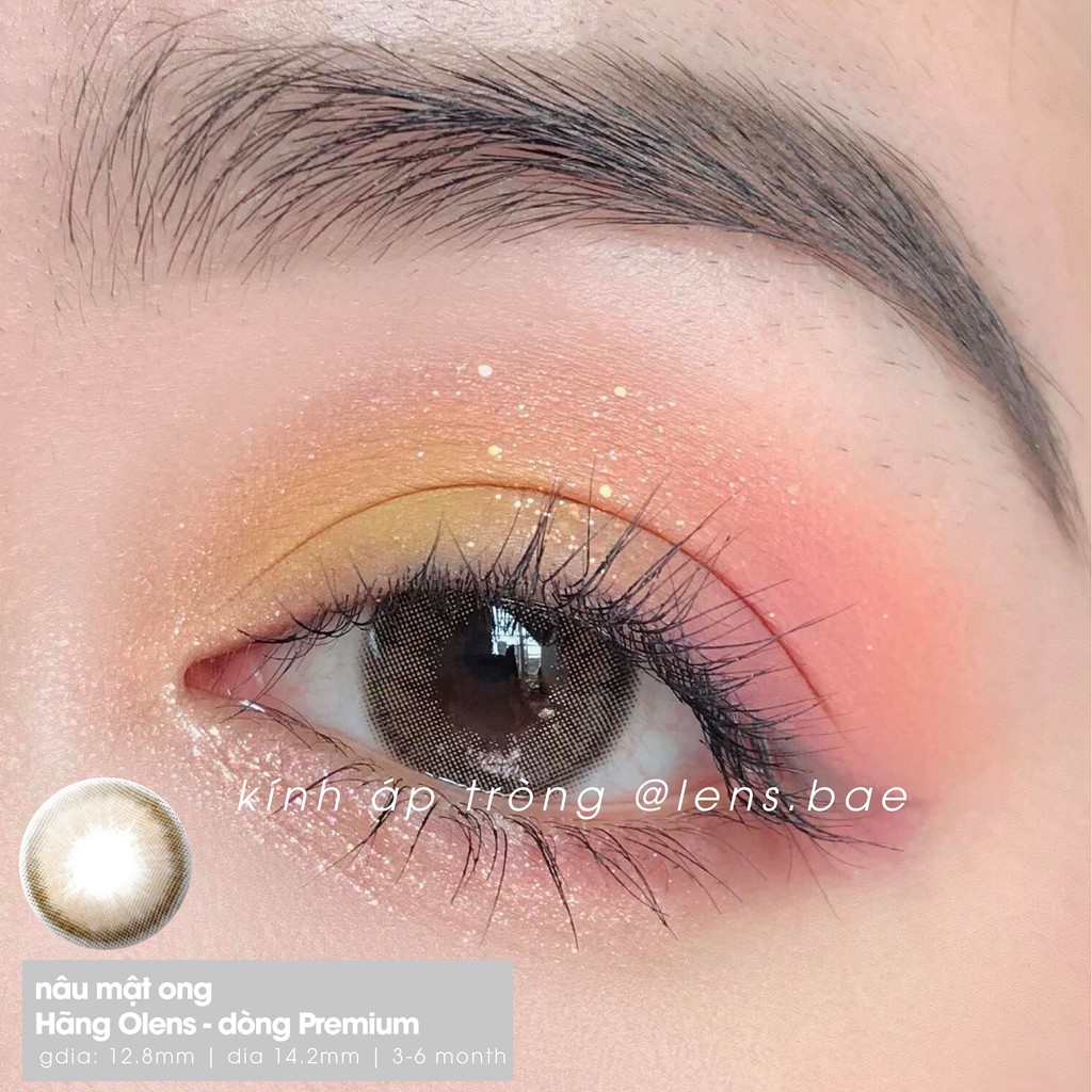 hãng Olens LOVING U kính áp tròng  Hàn Quốc lens nâu mật ong chất liệu hema có độ cận