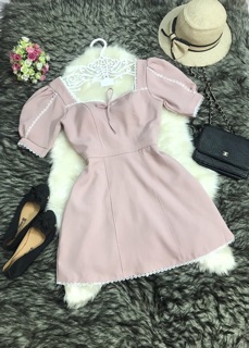 Đầm Cúp Ngực Tiểu Thư Phối Viền Ren