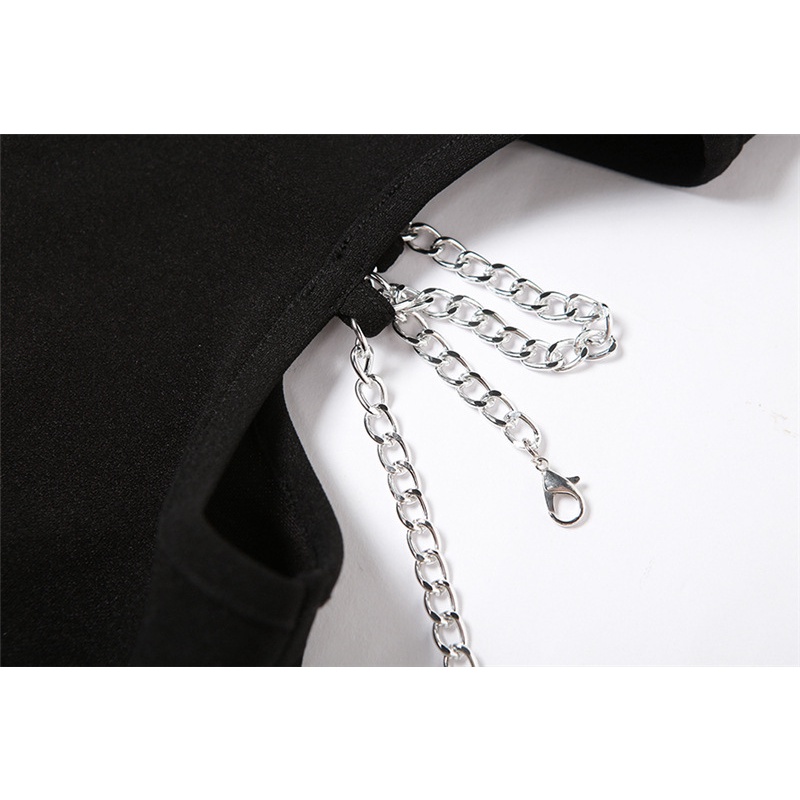 Đầm Tay Ngắn Phối Dây Xích Thời Trang Cá Tính Cho Nữ