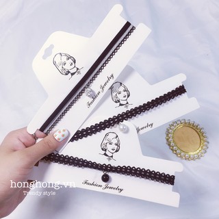 Vòng cổ Chocker đính ngọc trai nhân tạo phong cách hàn quốc