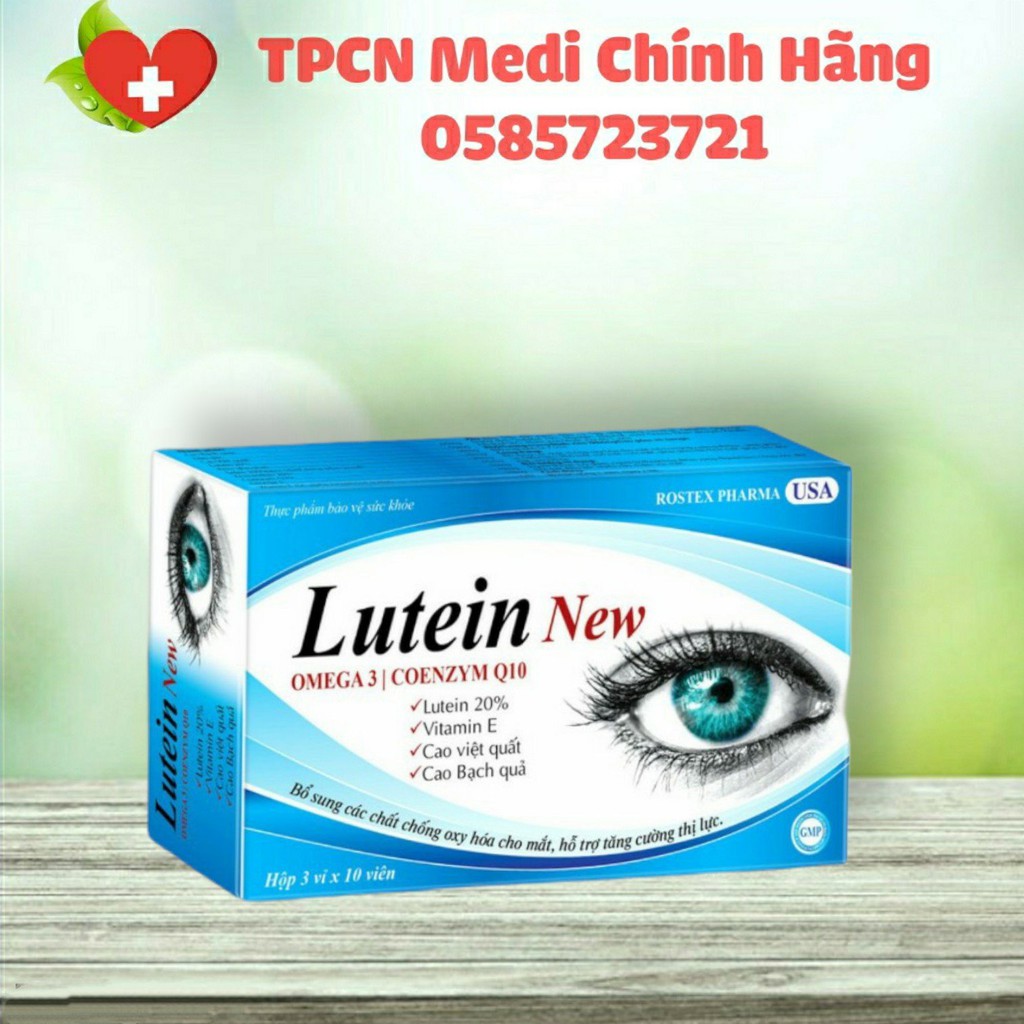 Viên uống bổ mắt Lutein New Omega 3 giảm khô mắt, mờ mắt, mỏi mắt, tăng cường thị lực - Hộp 30 viên