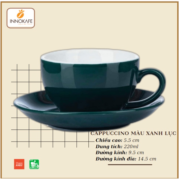Ly uống cà phê cao cấp, ly gốm sứ uống cà phê kèm đĩa