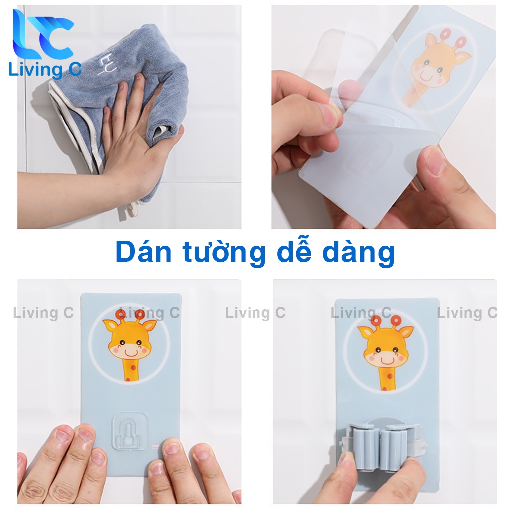 Móc treo cây lau nhà dán tường , móc dán tường treo đồ đa năng trong nhà tắm , nhà vệ sinh, phòng bếp siêu cute - LN2