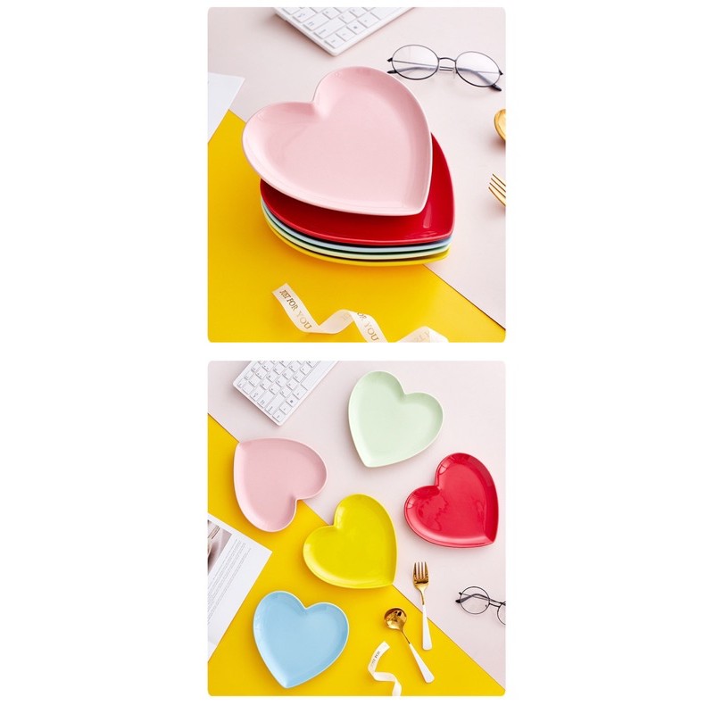 Đĩa sứ hình tim siêu xinh, đĩa trang trí món ăn, decor bàn ăn