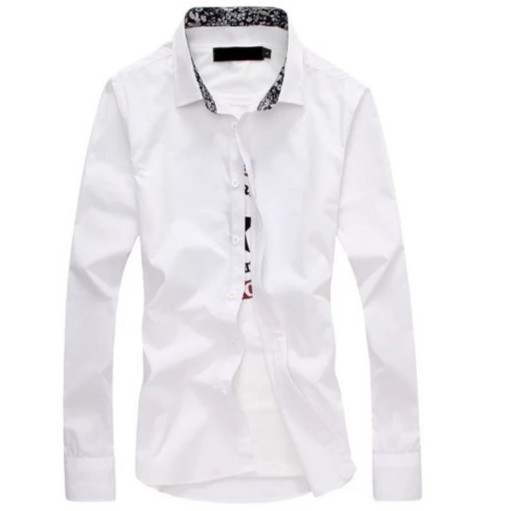 Sơ mi nam dài tay dáng ôm họa tiết cổ MÀU TRẮNG | BigBuy360 - bigbuy360.vn