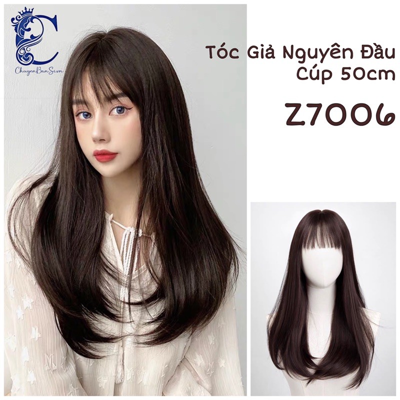 Tóc Giả Nguyên Đầu Mái Thưa Cúp (kèm clip) 7006 lững