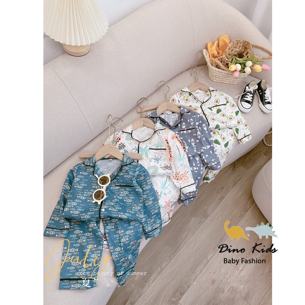 Pijama dài tay cho bé, bộ pijama chất thô lụa xịn xò nhiều hình dễ thương cho bé trai