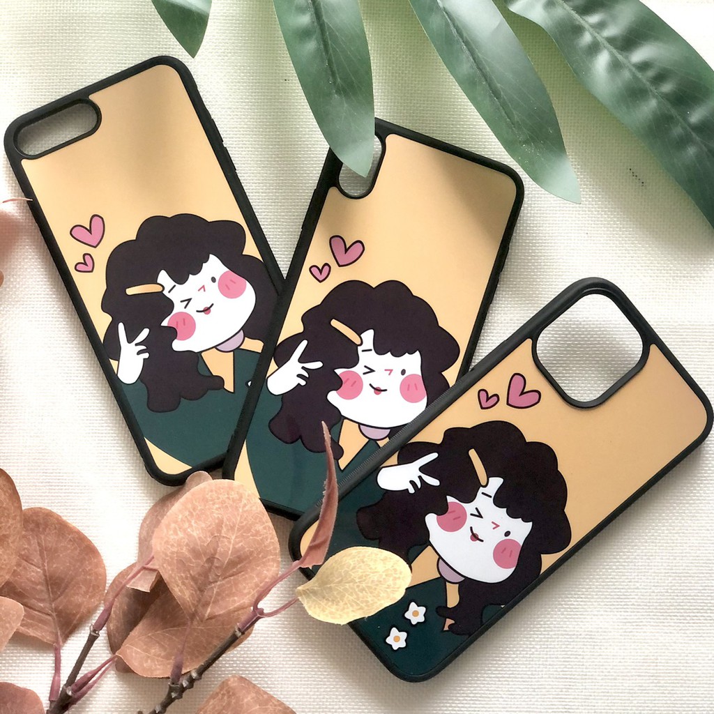 Ốp iphone [𝐅𝐑𝐄𝐄𝐒𝐇𝐈𝐏] Ốp iphone silicon 4 lớp chống va đập Heart Girl & Bubble girl & Cô gái đội mũ màu sắc vui nhộn