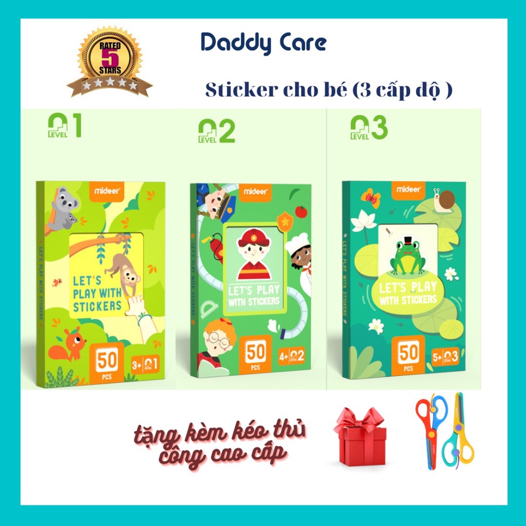 *TẶNG KÈM KÉO* Đồ Chơi Trí Tuệ Sticker cho bé Let’s Play With Stikers, Đồ Chơi Giáo Dục Sáng Tạo