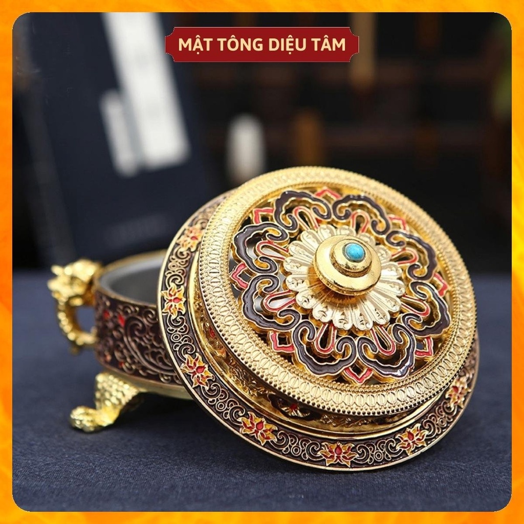 Lư xông trầm hương hình bát bảo cát tường cao cấp thay lư điện đồ thờ cúng, bày ban thờ gia tiên - Lư mật tông 2