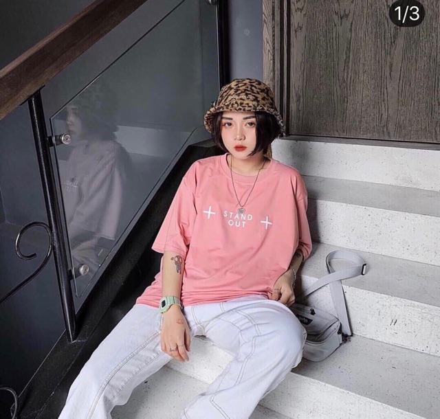 áo thun unisex form rộng hoa hồng làm áo đơn , áo đôi hay áo nhóm đều được