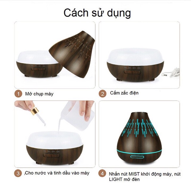 MÁY KHUYẾCH TÁN PHUN SƯƠNG TINH DẦU LỒNG ĐÈN 500ml