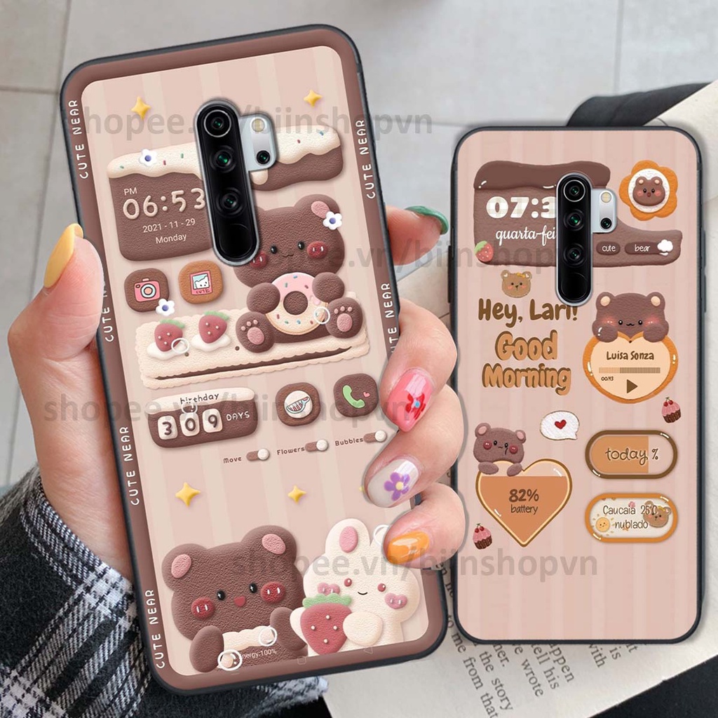 Ốp Xiaomi Redmi Note 8 / Note 8 Pro in 3D icon gấu nổi siêu xinh, siêu đáng yêu, cá tính phong cách
