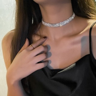 Vòng cổ choker bản 4 dây đá
