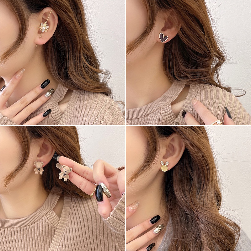 Khuyên Tai Hình Gấu Dễ Thương Phong Cách Hàn Quốc